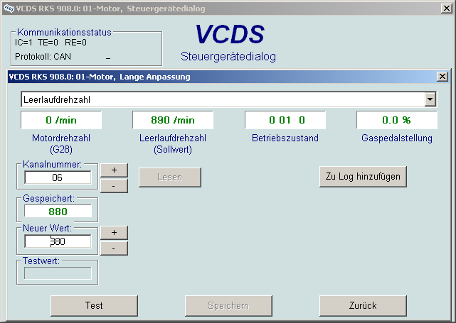 Anpassungskanäle ändern mit VCDS