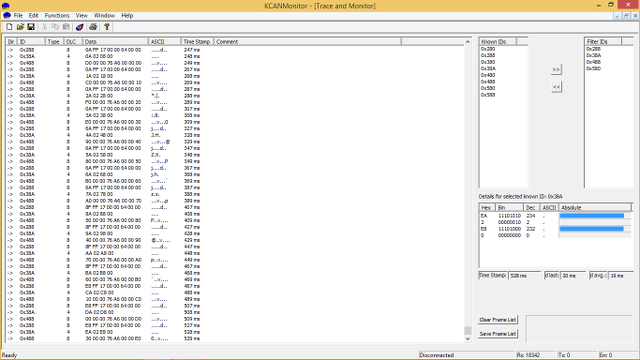 KCANMonitor - Software monitor CAN, finestra traccia KCANMonitor - Software monitor CAN, finestra traccia