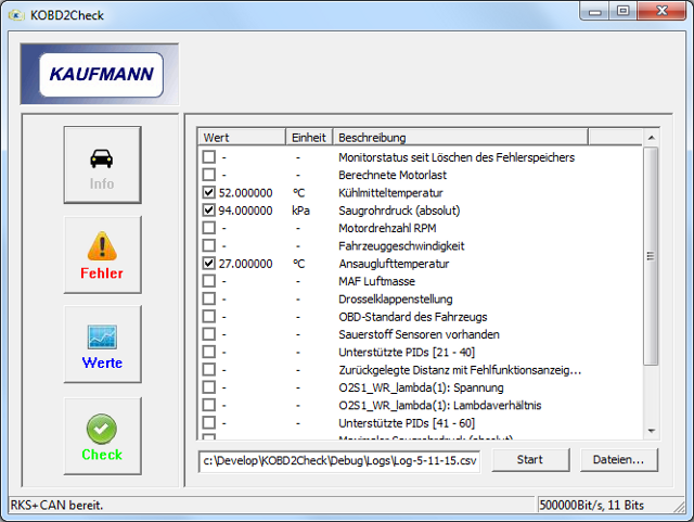 KOBD2Check - Software OBD2 CAN, valori misura in tempo reale KOBD2Check - Software OBD2 CAN, valori misura in tempo reale